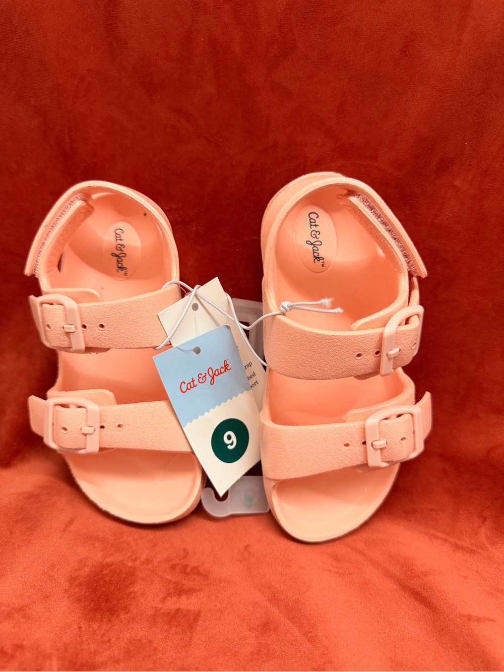 Cat & Jack Kids' Coral Pink Double-Strap Buckle Sandals